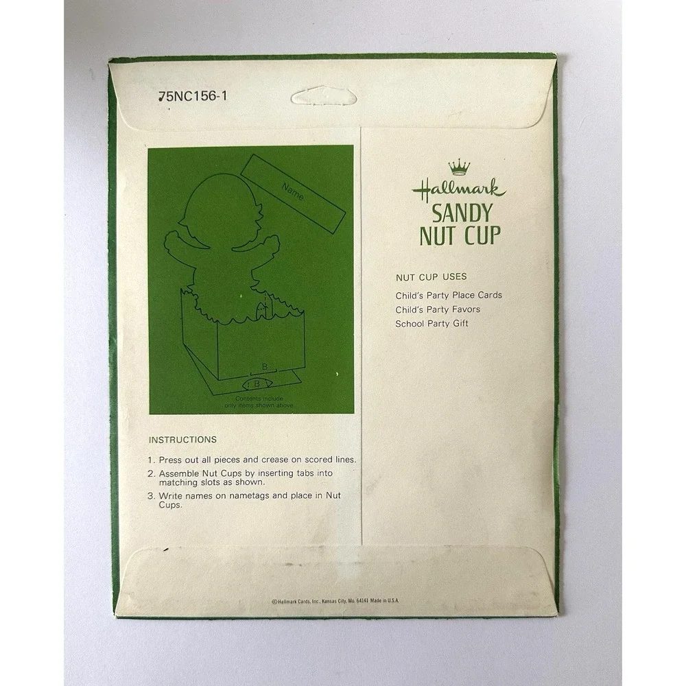 Vintage 1970s Hallmark Nut Cups Sandy Little Boy w/ Fish Party Favors Placecards